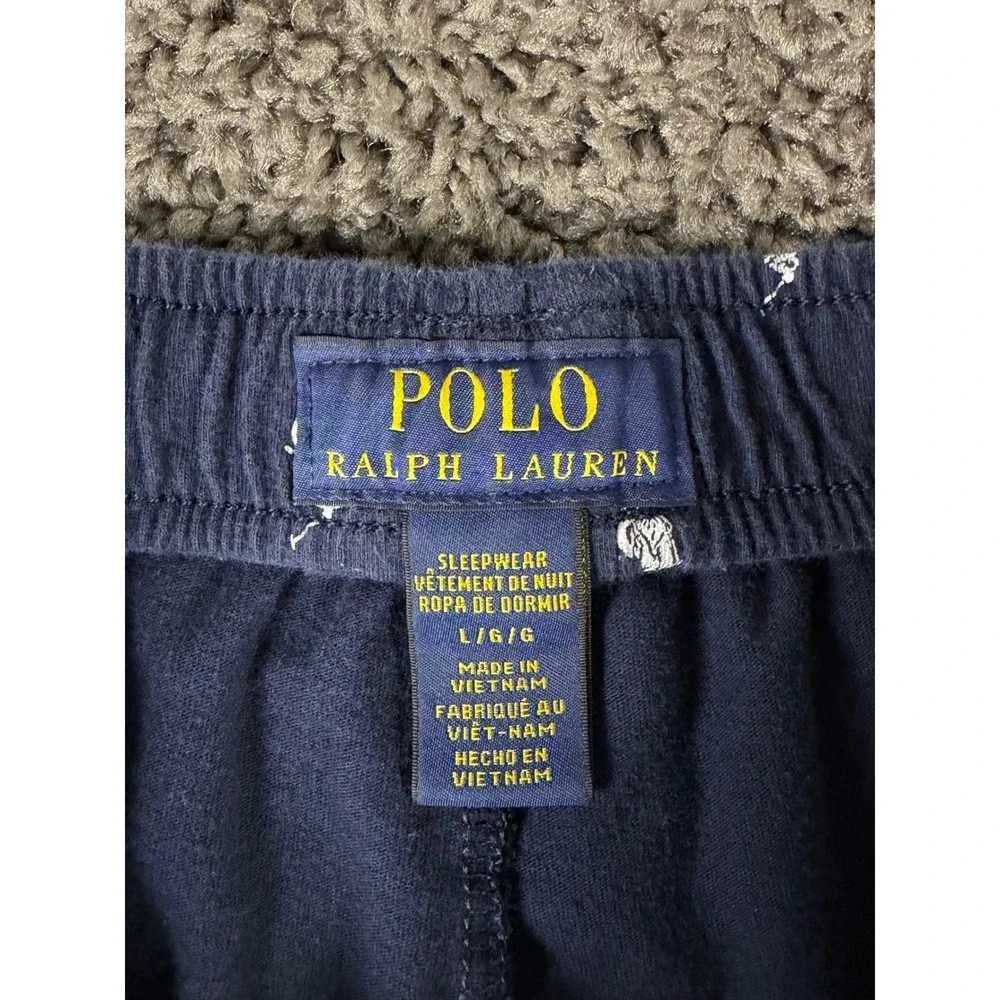 Polo Ralph Lauren Mens Navy Blue All Over Pony Logo Sleepwear Joggers Large